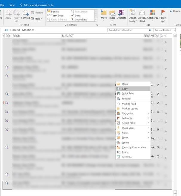 2. Go back to the inbox of your CUHK Webmail mailbox in Outlook (with the email address computing_id@mailserv.cuhk.edu.hk).