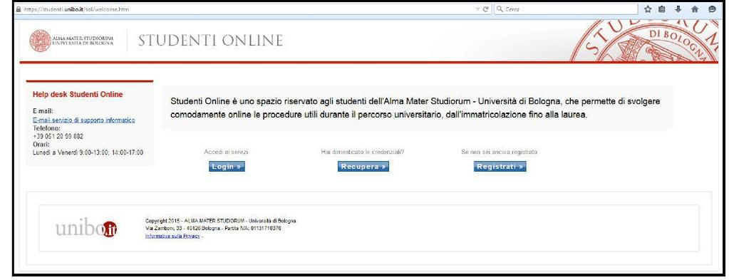 it, the homepage of the Studenti Online service, where