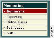 SNMP, page 13-12 Overview Figure 13-1 Monitoring Module The Monitoring pages provide operational information for your deployment, including information