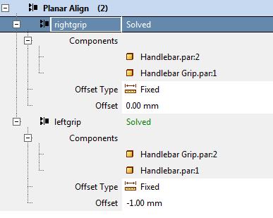 There are two planar aligns, so use the Rename Variable on both and call them leftgrip and rightgrip accordingly. Close ARM Start the Variable Table under the Tools tab.