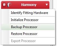 In a Processor Pane for two processors, click on Backup Processors; note that you only have the option to back up both processors simultaneously from the Processor Pane.