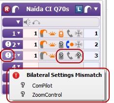 options are set to different values for the right and left sides. In this case, settings that are mismatched will be indicated by a question mark symbol, as illustrated below.