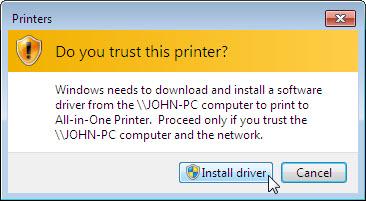 name of the printer. Click Next. h. If prompted to install drivers, click Install driver.