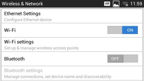 Figure 2: Turn On/Off Wi-Fi From Settings To turn on/off Wi-Fi from web