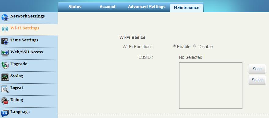 Go to Maintenance->Wi-Fi Settings: Wi-Fi Basics. 3.