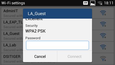 Figure 5: GXV3240 Connect to Wi-Fi 7. The phone will start connecting to the Wi-Fi. The status bar will show Wi-Fi signal strength. 8.