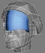 13 Exit the Polygon sub-object level. Define the visor: 1 Select Low-Poly-Head and toggle See-Through mode (Alt+X).