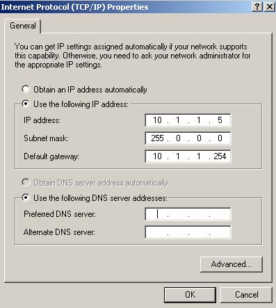 Figure 2.2: Configure the network 5 Click OK after you finished the network setup.