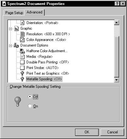 Spool Settings (cont.) With the Spectrum2 printer selected, click File / Print / Properties.
