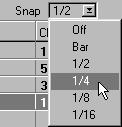 About the Snap Value When you change the Song Position in the ruler or by using the position slider, something called the Snap value helps you find exact positions quickly.