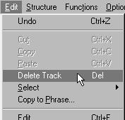 Deleting Tracks You may delete a Track and all Parts on it. 1. Make sure that no Part is selected, by clicking in some empty area in the Part Display.