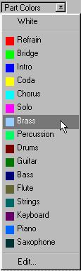 Part Color To distinguish Parts, you may give them different colors. You have a choice of 16 user definable colors. Adding Color to all Parts on a Track 1. Make sure no Parts are selected. 2.