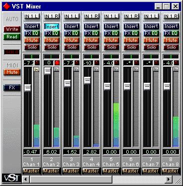 The Audio mixer windows The Monitor Mixer window is where you mix your Audio Tracks, that is, adjust the levels (volume), stereo panning, effect sends, EQ, etc.