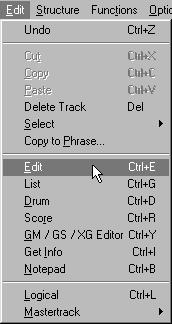For MIDI Tracks the Edit item opens Key Edit, for Drum Tracks it opens Drum Edit.