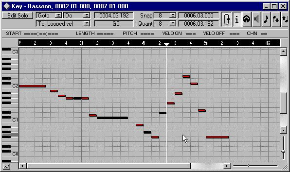 Key Edit Overview Below you will find a description of some of Key Edit s main features: The position of the mouse pointer is shown both on the Piano keyboard and in the Mouse Box.