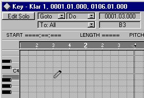 Entering Notes Notes can be entered manually, using slightly different methods in the different MIDI editors: Key Edit 1. Set the Snap value to the smallest position you want to enter a note at.