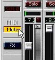 Clicking the Solo button silences the output of all other audio channels. You may Solo several audio channels at the same time if you like. To deactivate Solo, click on the button again.