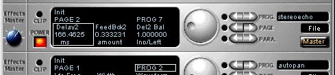 7. Use the Effects Master knob to the left on the processor panel to set the amount of input level to the effect processor.