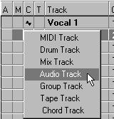 Selecting and setting up a Track Before you select a Track to record on, it is necessary to understand something about audio channels and how Cubase VST handles mono and stereo recordings: All audio