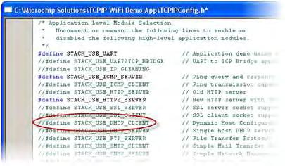 4.3.2. Static IP Address By default, the demonstrations use DHCP, and rely on the DHCP server in the access point to give the development board an IP address on the network.