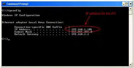 Figure 47: iperf Serial Output To get the IP address of the PC, an easy