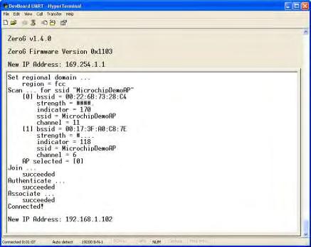 Figure 48: Using ipconfig to get PC IP Address In the HyperTerminal