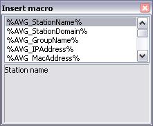 The variable will be converted to a real value once the message is sent from the AVG DataCenter. The possible variables (macros) are as follows: %AVG_StationName% - name of the station.