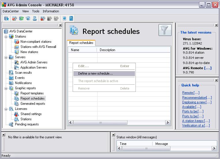 6.9.2. Report Schedules In this group, you can create, edit and view graphic report schedules.