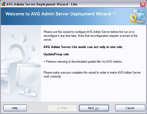 8. AVG Admin Lite AVG Admin Lite is a simplified version of AVG Remote Installation. It contains only the AVG Admin Server Deployment Wizard Lite and the AVG Network Installer Wizard Lite.