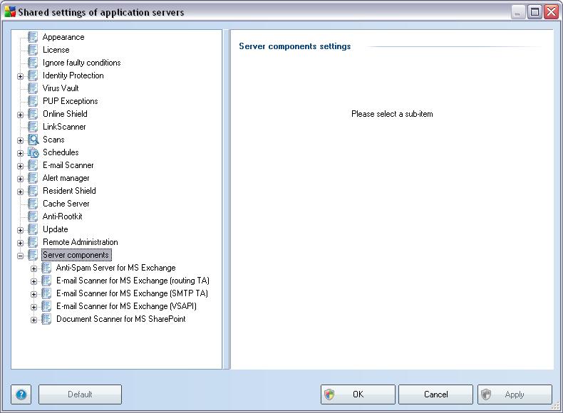 10.3. Shared Settings for Application Servers This dialog allows you to define shared settings for application servers.