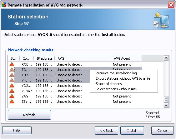 5.3.5. Select from Active Directory If your network is domain-based, you can choose to install AVG remotely on stations selected from the Active Directory.