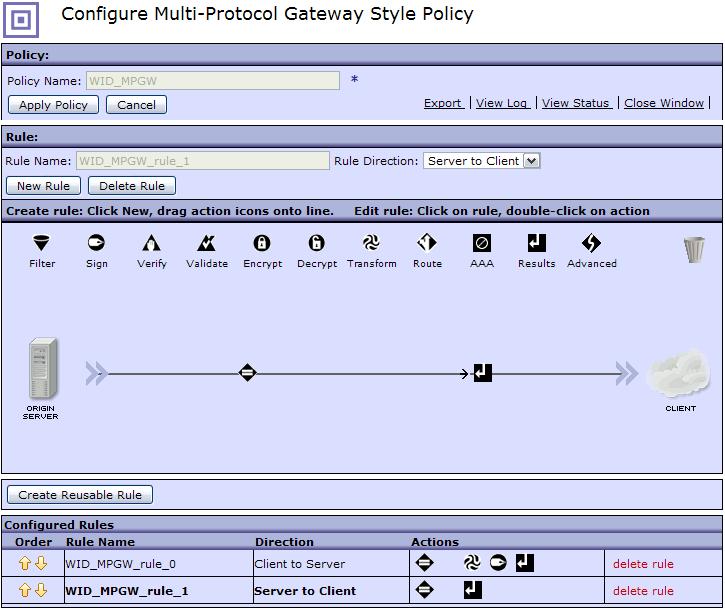 Figure 41 Closing the Processing Policy window You are now at the Configure Multi-Protocol Gateway window.