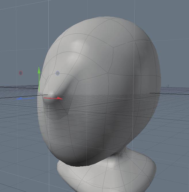 With the two-polygon area selected off of the center nose area, you should have four total polygons selected with Symmetry active. Go to the Geometry drop-down menu at the top of the modo interface.