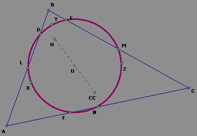 Draw the segment that joins point HH (the orthocenter from the construction of the nine-point