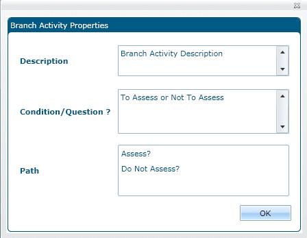 The title of the activity is generally a question e.g. To Assess or Not To Assess? The branch paths (answers) are then listed below with the target (due) date from the activity within the branch.