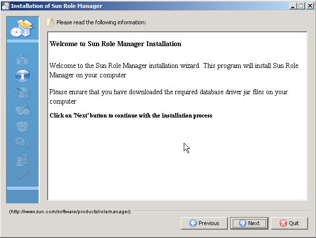 3. Sun Role Manager Installer will launch and