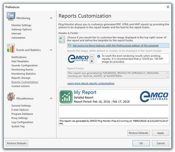 Program Preferences To reach the Reports Customization page, you should open the program preferences using the Preferences button from the Application Menu and click the Reports Customization link in