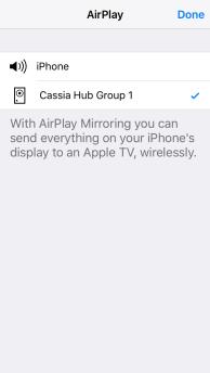 source to stream music through the Cassia Hub to your speakers. Tap on the On/Off button across from BlueStream.