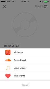 Alternate way to Play Demo Song, Locally Stored Music, or SoundCloud with the Cassia App Tap on for Audio controls Tap on Playlist for Local Music Folder Tap on Local Music Tap on Song, then tap on 5