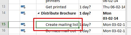 Microsoft Project 2016 Foundation - Page 66 Double click on the Create mailing list task.