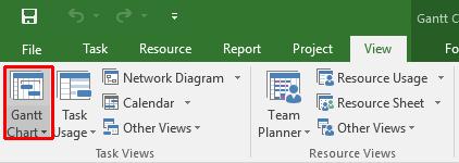 Microsoft Project 2016 Foundation - Page 89 The Gantt Chart View is the default view within Microsoft Project.