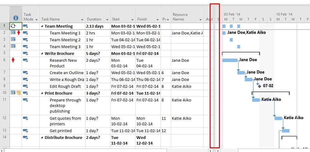 Microsoft Project 2016 Foundation - Page 90 The timescale at the top of the Gantt Chart is set to show