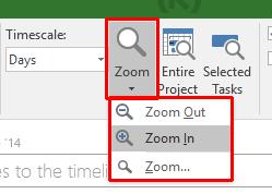 Microsoft Project 2016 Foundation - Page 93 Experiment with using different levels of Zoom.