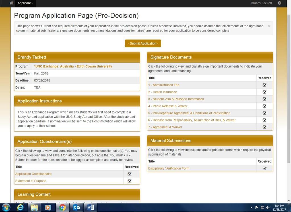 Step 15 Please ensure that you have completed all of the requirements for the application.
