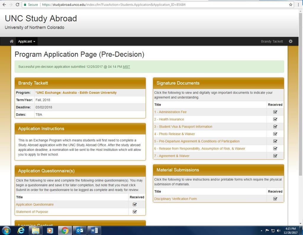Step 16 Once you have completed all of the requirements, select Submit Application.