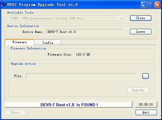Figure 9: The interface of UP02 Program Upgrade Tool getting device information 12 / 14 Figure 10: The interface of UP02 Program