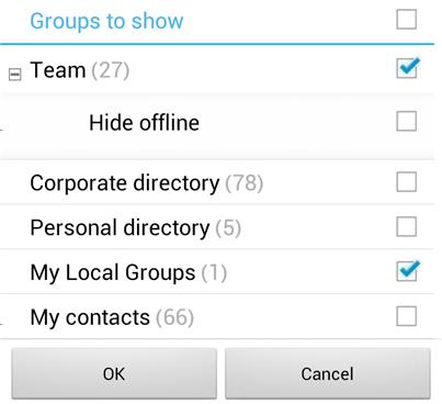 About Avaya one-x Mobile Preferred for IP Office Team: Includes roster contacts, including IP Office colleagues as well as gtalk users added in Avaya one-x Portal.