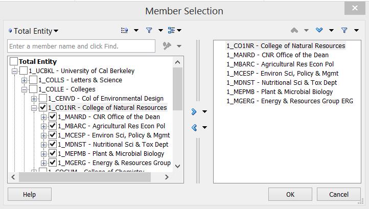 From the Member Selection dialog box
