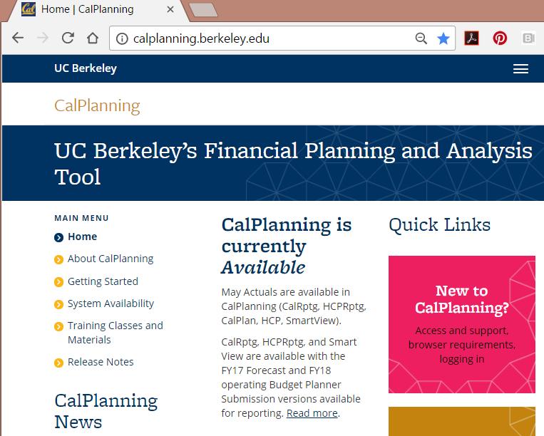 CalPlanning Website Check out the CalPlanning website for up to date info on: Latest news and system updates Links to the CalPlanning