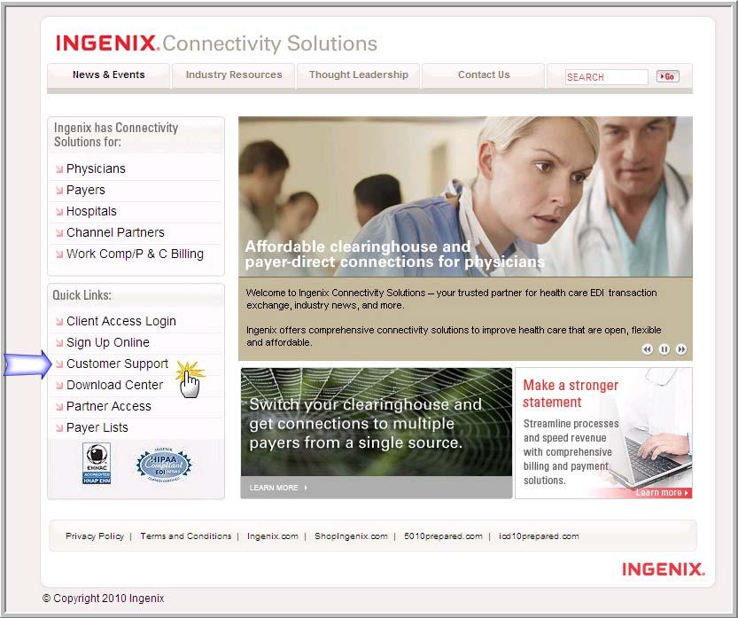 Customer Portal Go to the Main Home Page at: http:// www.enshealth.
